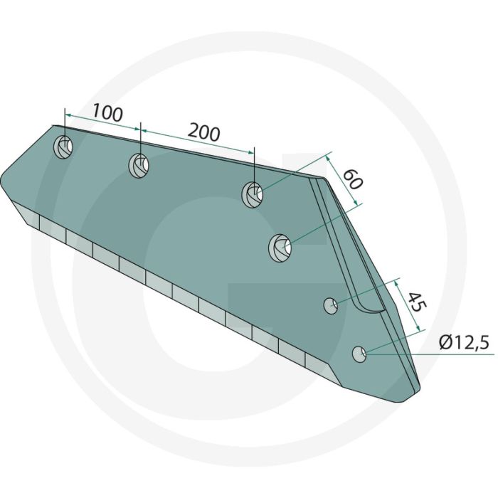 Heavy duty schaarpunt 16" links - passend voor lichaam: rl, rs, rh