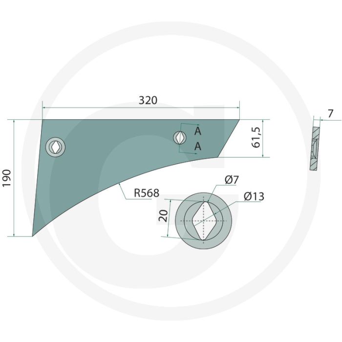 Streichblech-vorderteil 14" droite - convient pour corps : y4