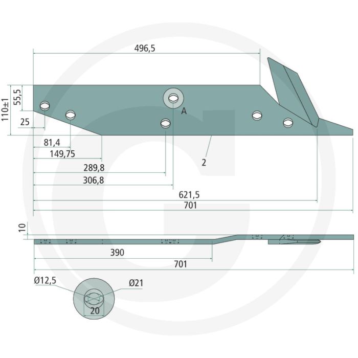 Anlage left - convient pour corps : yl, ylr, dimensions : 701 x 110 mm