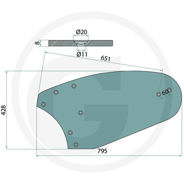 Rister-achterstuk links b30bl - passend voor lichaam b40, b30, b20