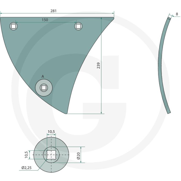 Rister voorstuk inclusief bouten, rechts - passend voor b20, b25, b25h, b30, b35, b40, bs20, bs40, bs42, d50, us35, us40