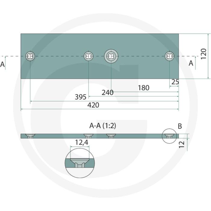 Systeem inclusief ploegbout - passend voor lichaam: b20, b25, b25h, b30, b35, b40, bs20, bs40, bs42, c30, c32, c40, cs40, d50, us35, us40