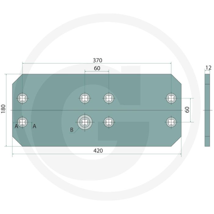 Zoolijzer rechts / links - dikte 12mm, breedte 180mm, lengte 420mm
