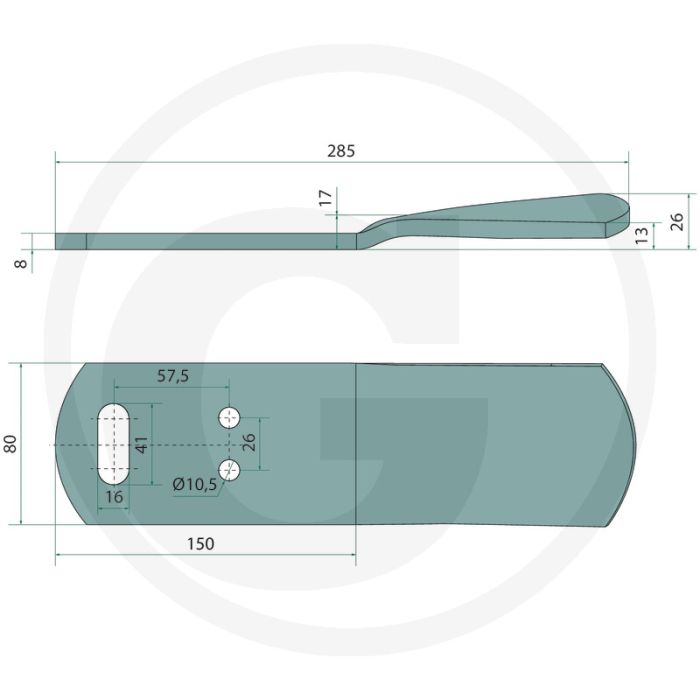 Risterstrip links - passend voor lichaam: b20, b25, b25h, b30, b35, b40, c30, c32, c40, d50, m50, m55, p50, p55