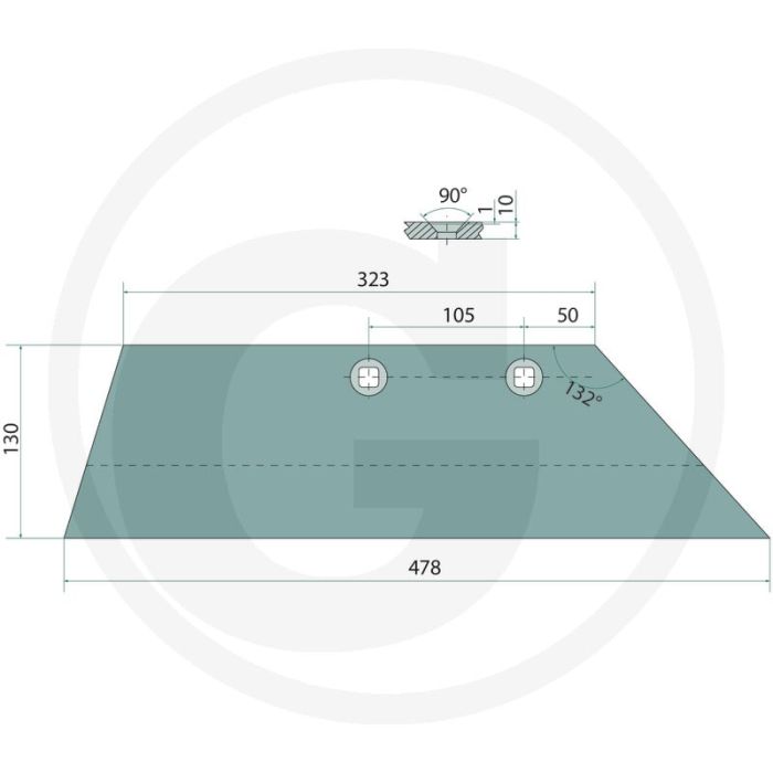 Schaar inclusief bouten, rechts 16” - passend voor lichaam: bu1b, bu10b, bus1b, nbu1b, wu1b, wu10b, wu100b