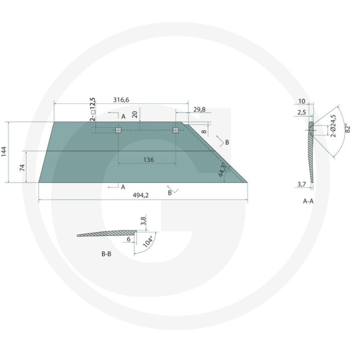 Schaar Links, 18", Dikte: 10 Mm