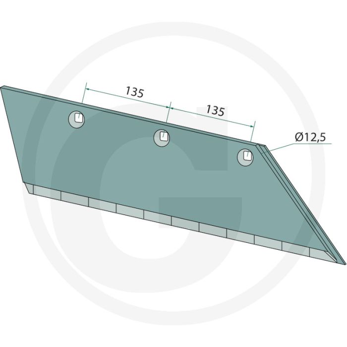 Heavy duty schaar-achterstuk links - gatafstand 135-135mm Ø12,5