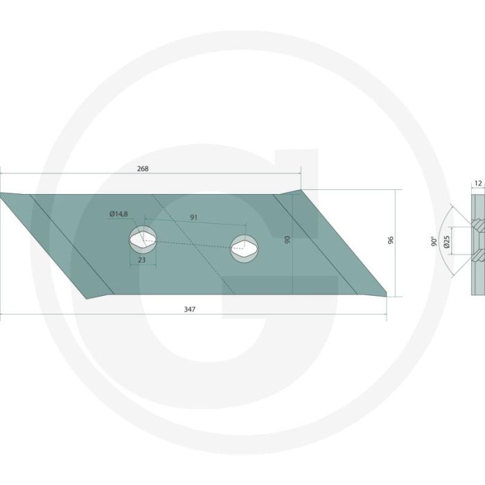 Schaarpunt links - totale lengte 268mm