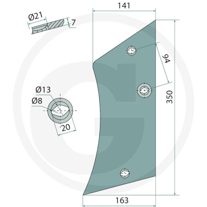 Rister-voorstuk incl. bouten, links - 3 x 1801235hu10