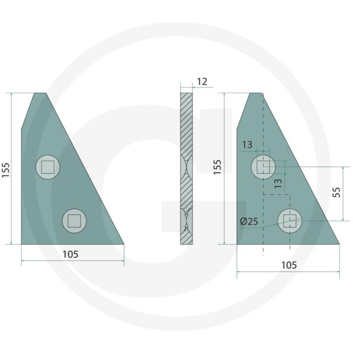 Zoolpunt yp-340 - dikte 12mm, breedte 105mm, lengte 155mm, passend voor bp-340w, bp341w
