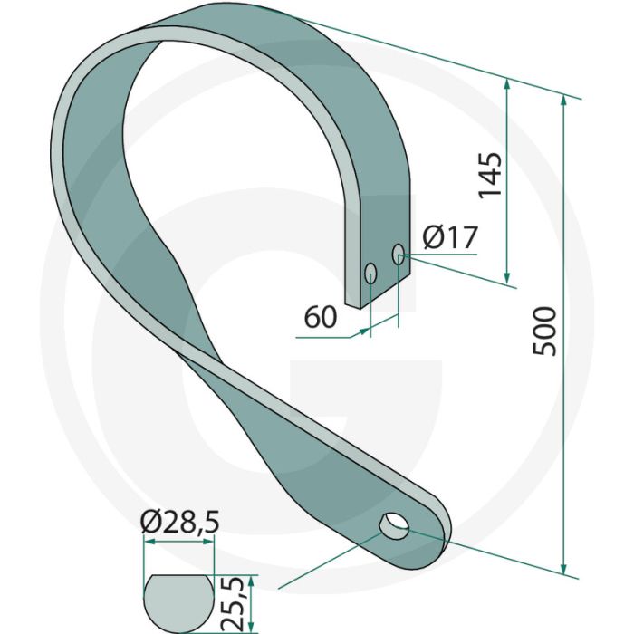 Federzinken gerade rechts - afmetingen: 90x13 mm