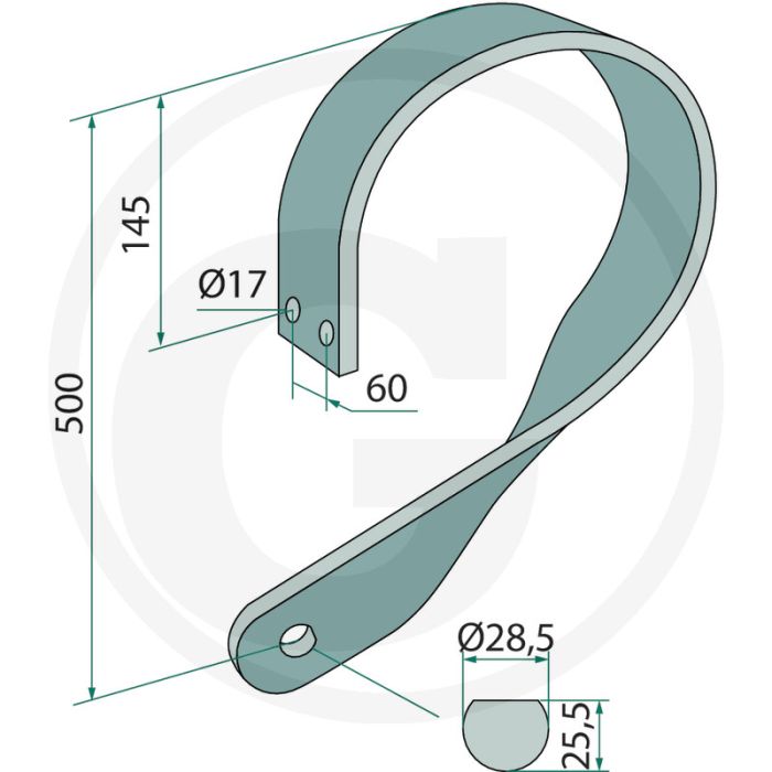 Federzinken gerade links - afmetingen: 90x13 mm