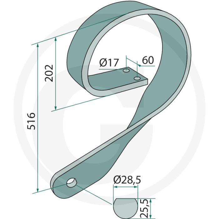 Federzinken gerade links - afmetingen: 100x16 mm