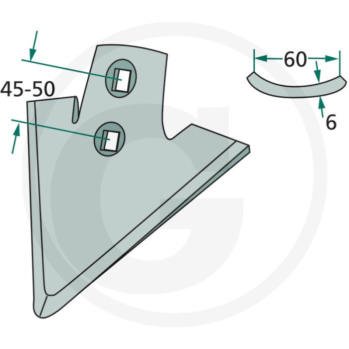 Ganzevoetbeitel radius: 250 - werkbreedte 210mm