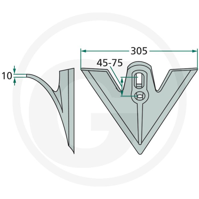 Ganzevoetbeitel gesmeed radius: 300 - werkbreedte 305mm