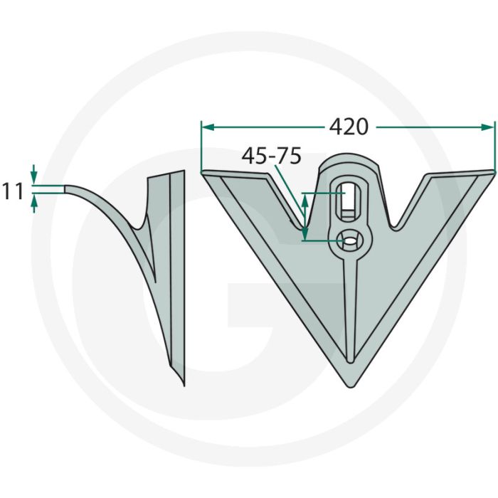 Ganzenvoetbeitel gesmeed - werkbreedte 420mm