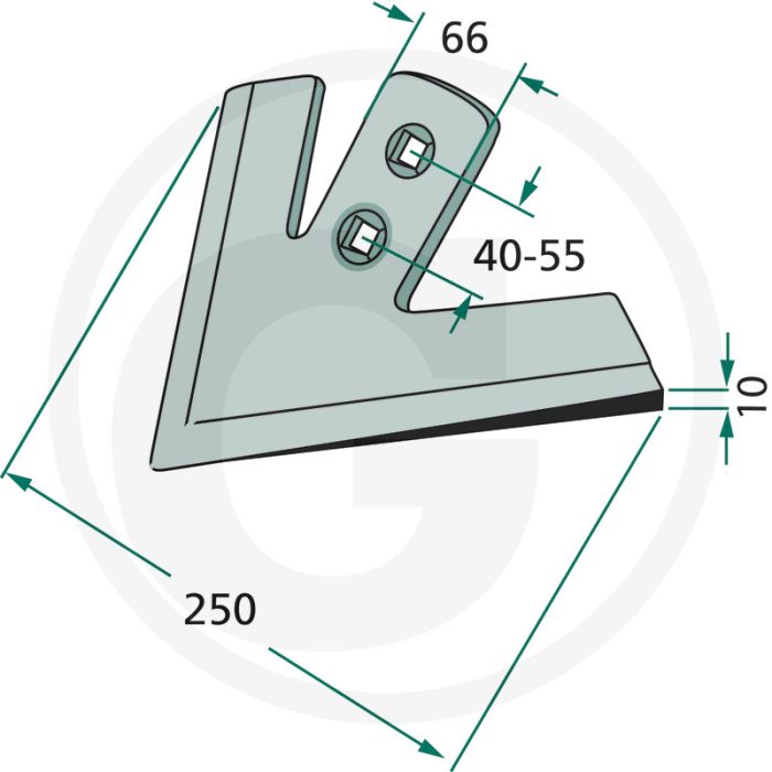 Ganzevoetbeitel radius: 300 - werkbreedte 250mm