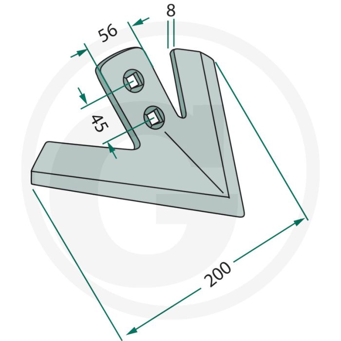 Ganzevoetbeitel radius: 300 - werkbreedte 200mm