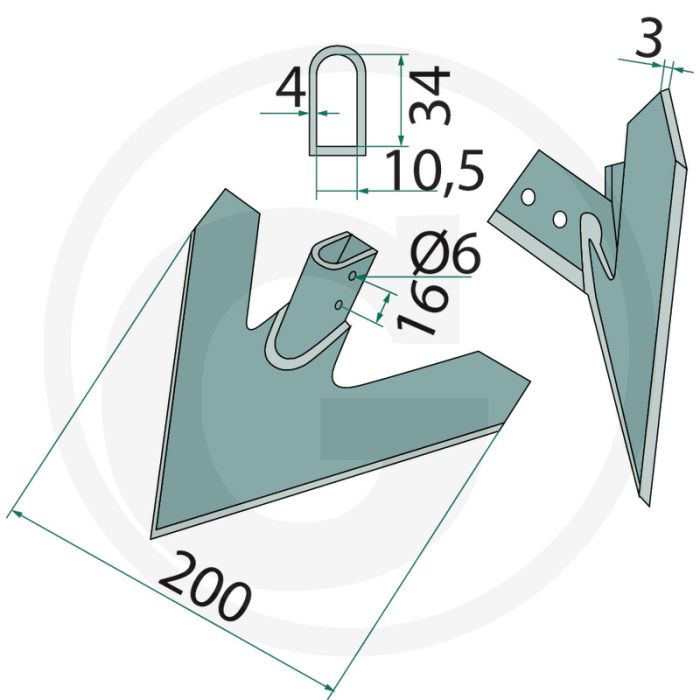 Ganzevoetbeitel 200 x 3 mm - werkbreedte 200mm