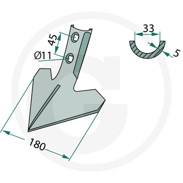 Ganzevoetbeitel 180mm werkbreedte