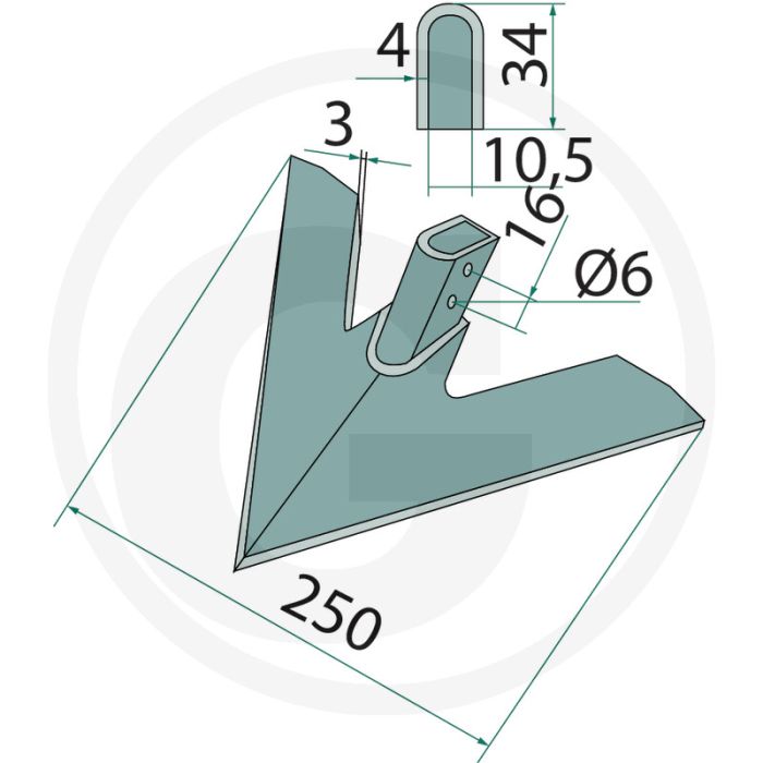 Ganzevoetbeitel 250 x 3 mm - werkbreedte 250mm