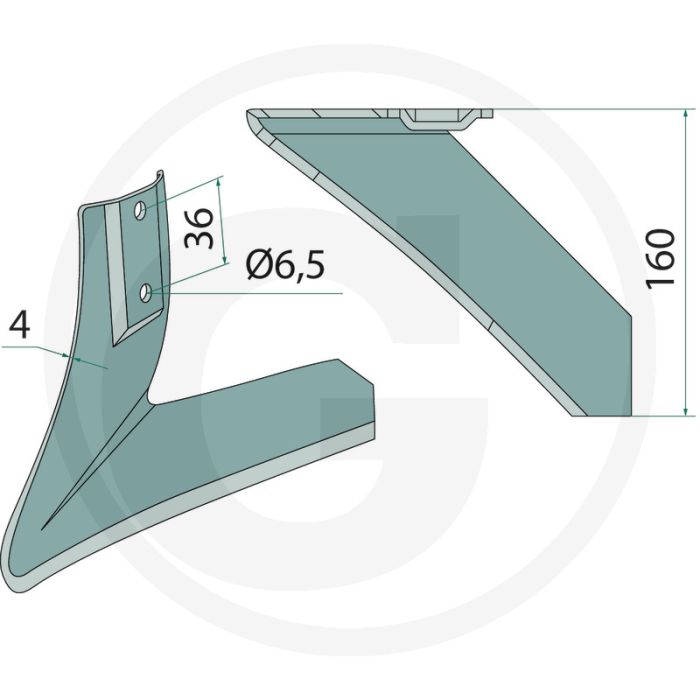 Halve schaar rechts - werkbreedte 160mm