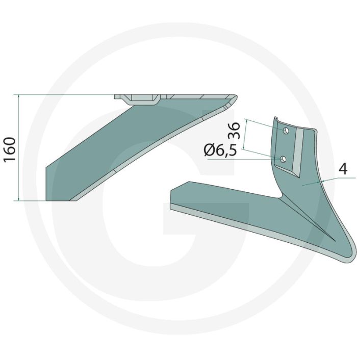 Halve schaar links - werkbreedte 160mm