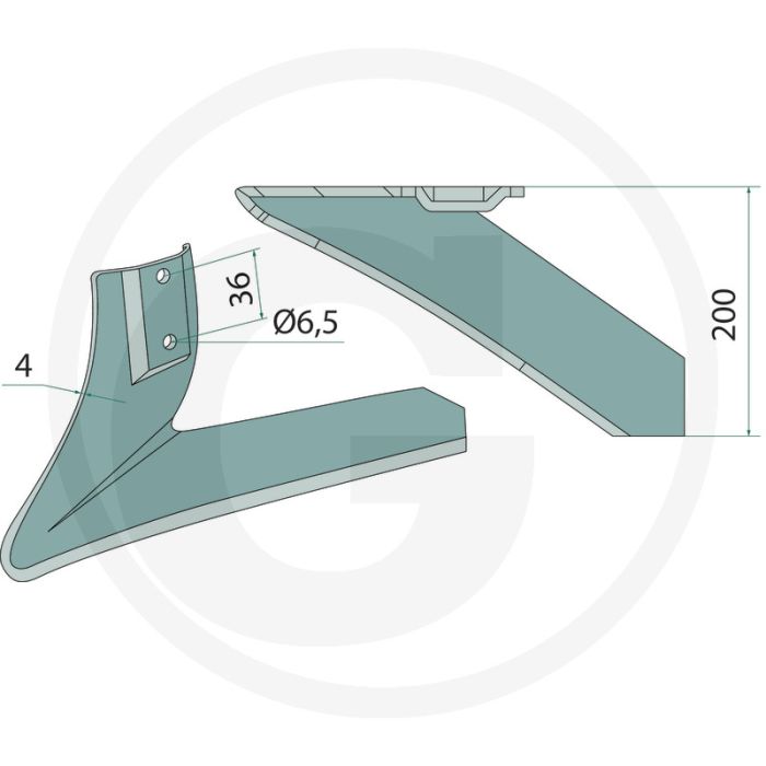 Halve schaar links - werkbreedte 200mm, dikte 4mm