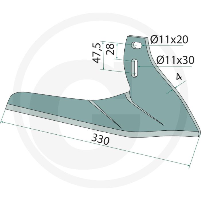 Halve schaar links - werkbreedte 330mm
