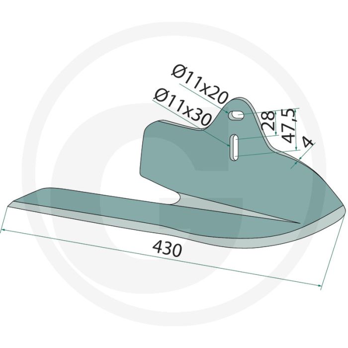Demi-cisaille gauche 430 mm de largeur de travail