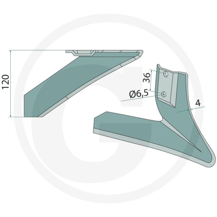Halve schaar rechts - werkbreedte 120mm