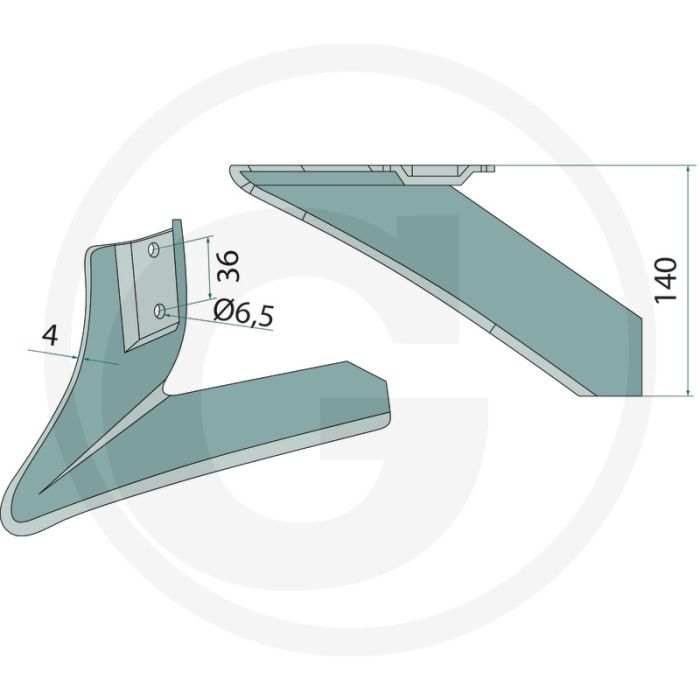 Halve schaar links - werkbreedte 140mm