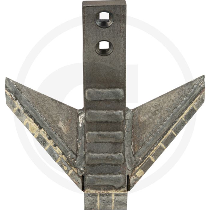 Heavy duty ganzevoetbeitel met hardgesoldeerde hardmetalen slijtplaat - gatafstand 43mm Heavy duty ganzevoetbeitel met hardgesoldeerde hardmetalen slijtplaat - gatafstand 43mm