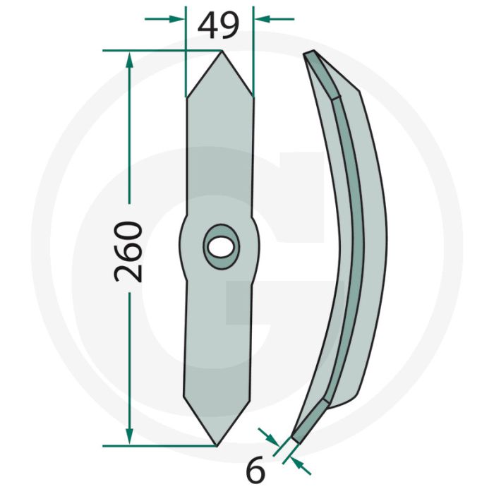 Beitel inclusief bout - werkbreedte 49mm