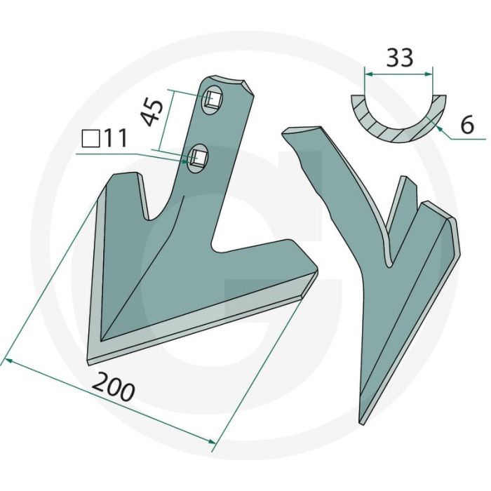 Ganzevoetbeitel, gecoat - werkbreedte 200mm