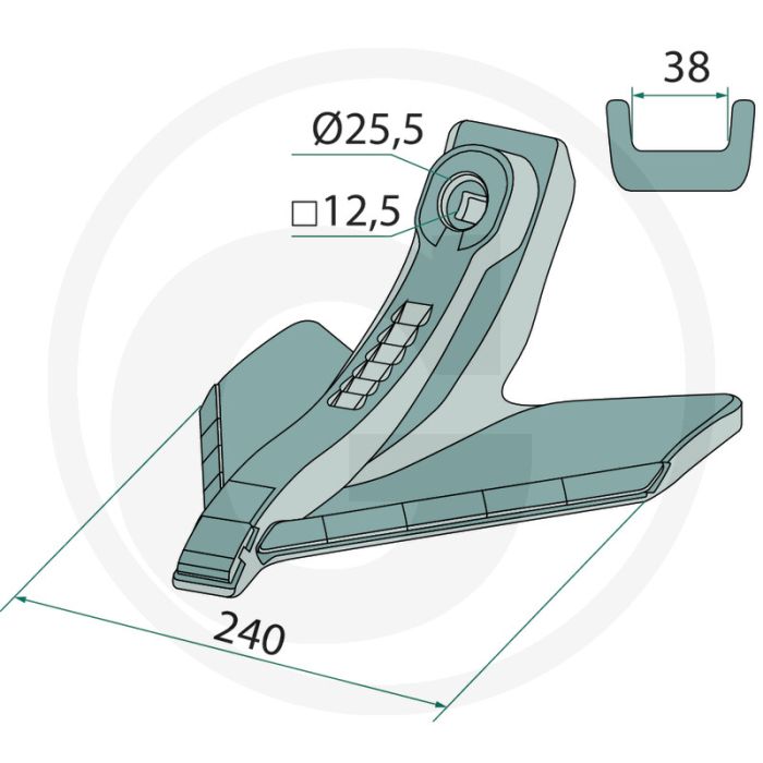 Heavy duty gänsefußschar hartmetall beschichtet - werkbreedte 240mm Heavy duty gänsefußschar hartmetall beschichtet - werkbreedte 240mm