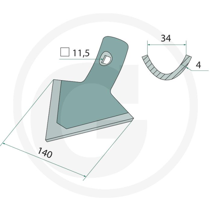 Gänsefußschar beschichtet - werkbreedte 140mm