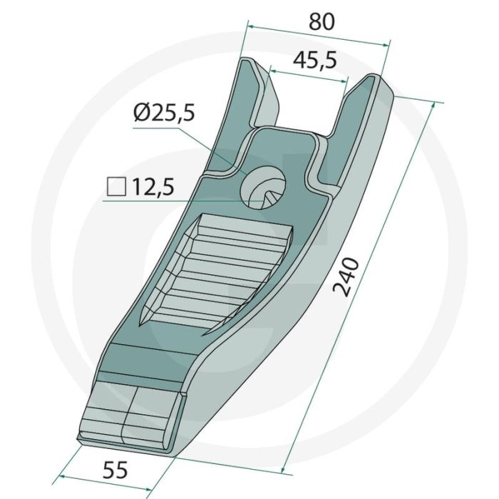 Heavy duty scharspitze - werkbreedte 55mm Heavy duty scharspitze - werkbreedte 55mm