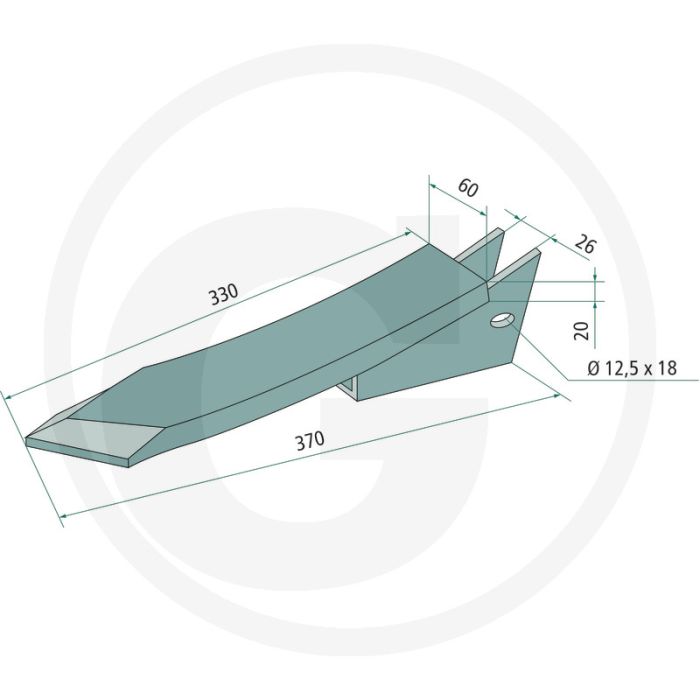 Schaarbeitel gecoat - chroomcarbide-coating, 370x60x20mm Schaarbeitel gecoat - chroomcarbide-coating, 370x60x20mm