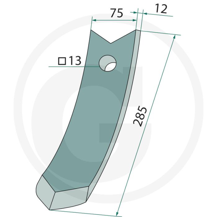 Schaarpunt duolent 285 x 75 x 12 mm