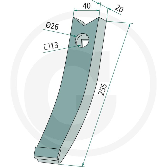 Heavy duty schaarpunt met hardgesoldeerde hardmetalen slijtplaat - duolent 255 x 40 x 20 mm