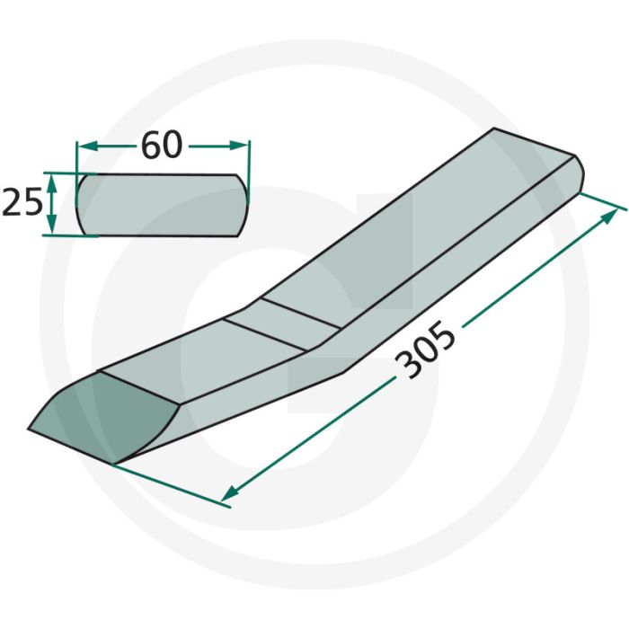 Aanlaspunt voor diepwoeler - afmetingen: 305 x 60 x 25 mm