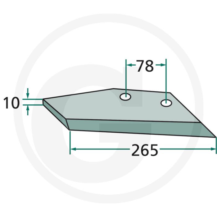 Vleugelschaar rechts - werkbreedte 265mm