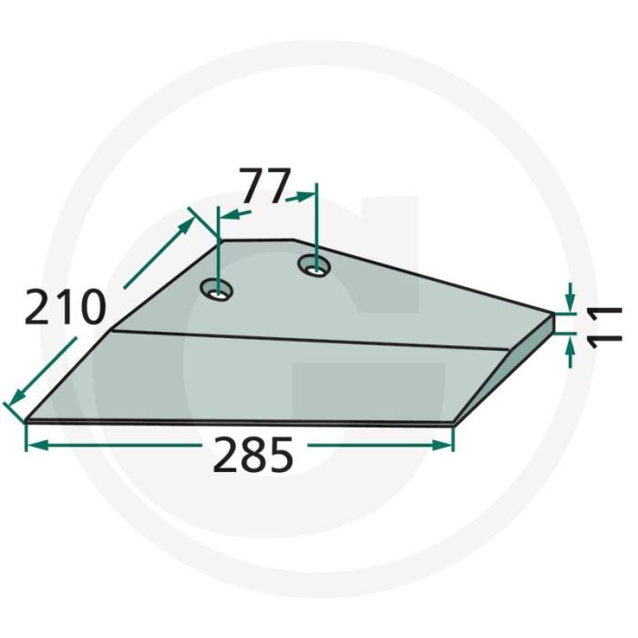 Ganzevoetbeitel links, onderzijde gecoat - werkbreedte 285mm