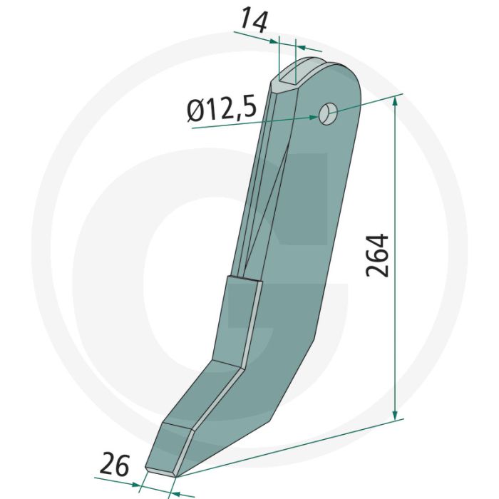 Heavy duty schaarpunt met hardgesoldeerde hardmetalen slijtplaat - type: ld 26mm werkbreedte Heavy duty schaarpunt met hardgesoldeerde hardmetalen slijtplaat - type: ld 26mm werkbreedte