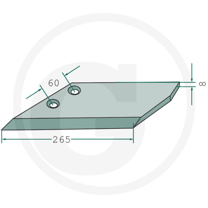 Ganzevoetbeitel links - werkbreedte 265mm