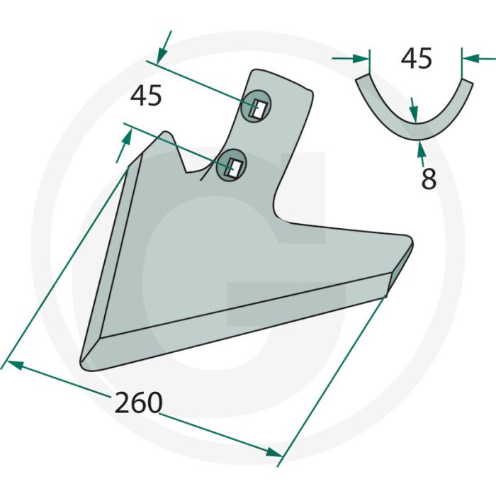 Beitel k30 radius: 300 - werkbreedte 260mm