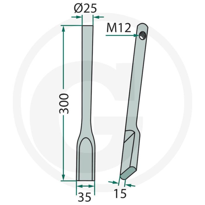 Tand - cultivatorsteel Tand - cultivatorsteel