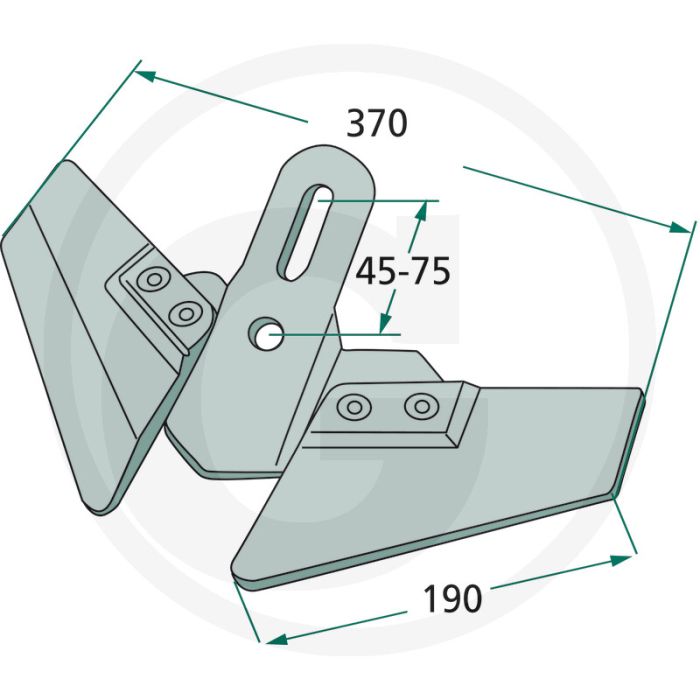 Vleugelschaar compleet - werkbreedte 370mm