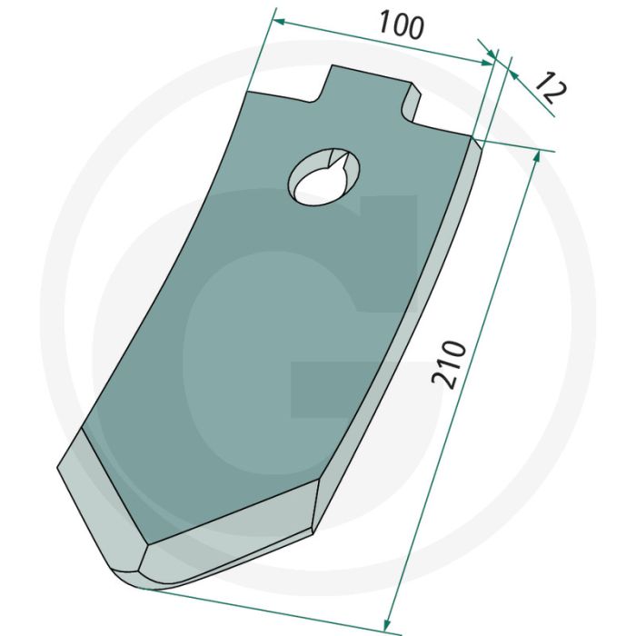 Schaarpunt - afmetingen: 210 x 100 x 12 mm